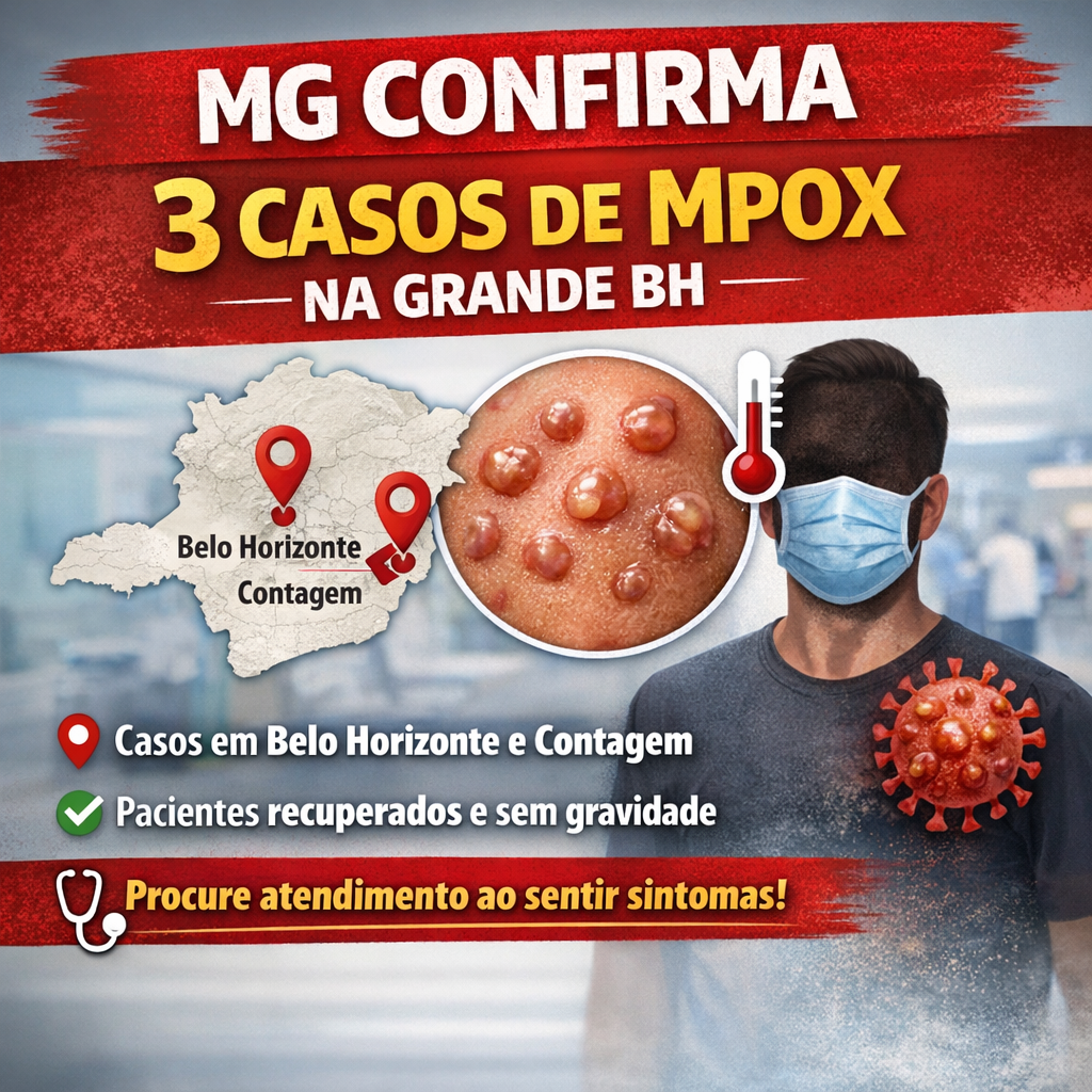 MG confirma três casos de Mpox na Grande BH e reforça alerta sanitário.