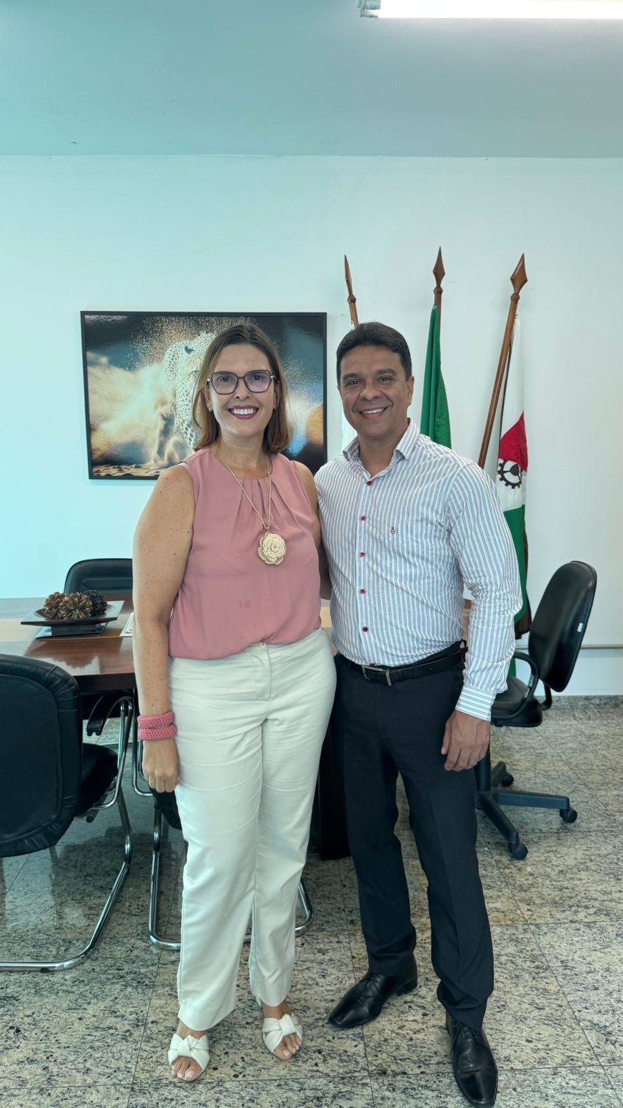 O presidente da Câmara Municipal de João Monlevade, Fernando Linhares (Podemos), recebeu na manhã dessa quarta-feira, 11, a chefe do Cartório Eleitoral, Hortência Carvalho.