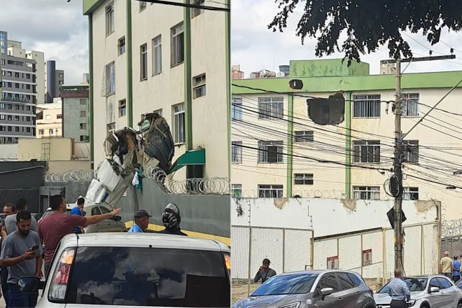 URGENTE: Avião atinge prédio e cai no bairro Silveira, em Belo Horizonte.