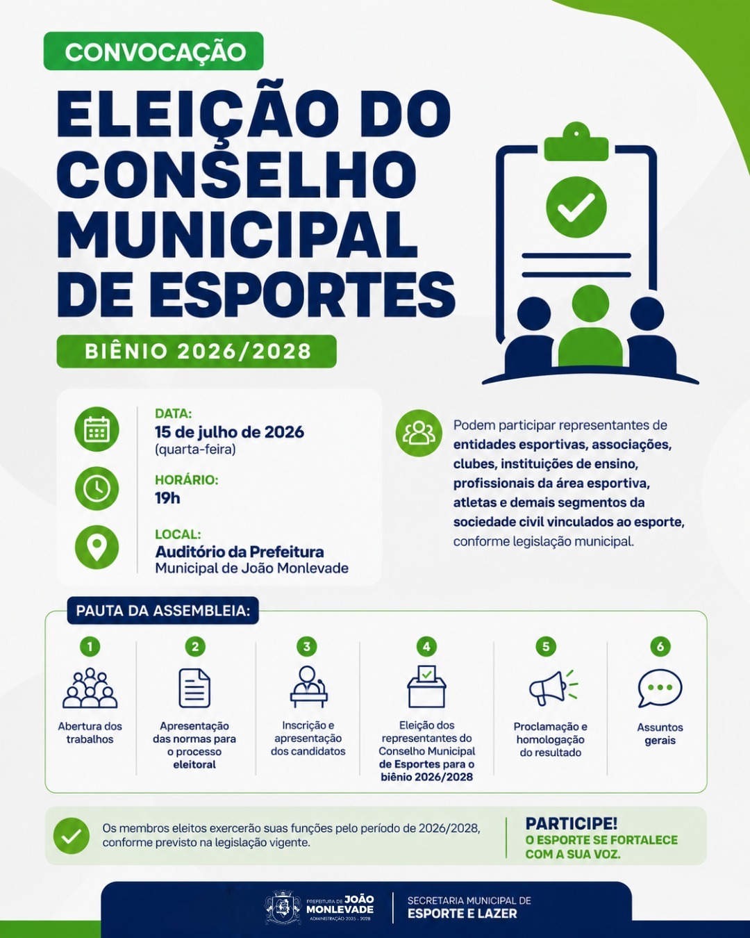 Conselho de Esportes terá eleição.
