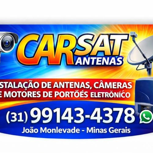 Carsat Antenas, agora com instalaçaoes de Cameras de Segurança e Motores de Portoes eletronicos, whatsapp 31991434378, na Cidade de Joao Monlevade MG.