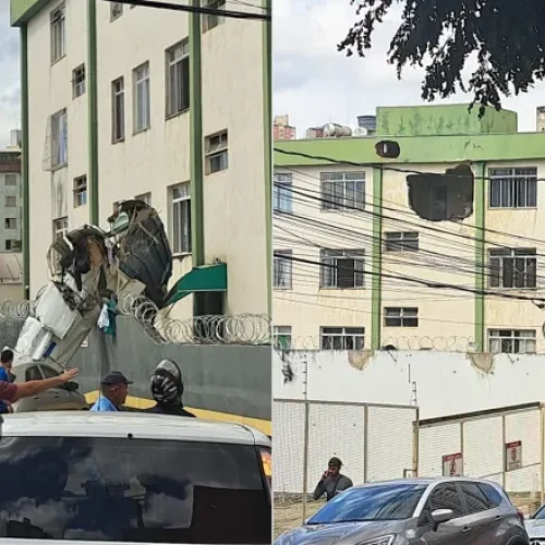 URGENTE: Avião atinge prédio e cai no bairro Silveira, em Belo Horizonte.