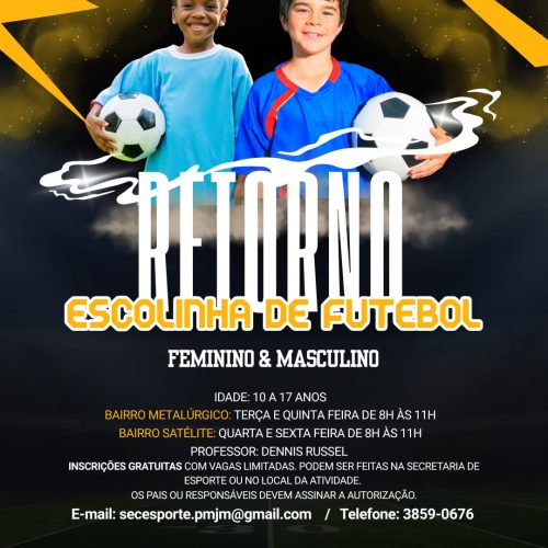 Prefeitura de João Monlevade amplia atividades esportivas com o retorno das escolinhas de futebol.