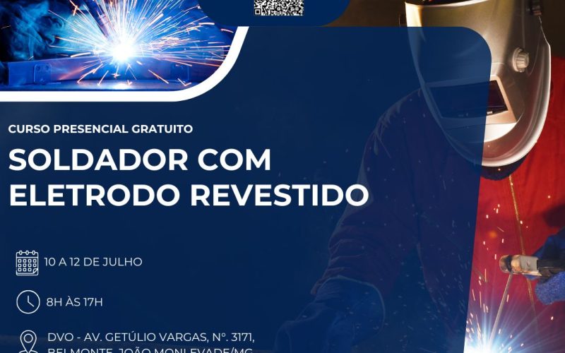Prefeitura oferece curso gratuito de Soldador com Eletrodo Revestido em João Monlevade.