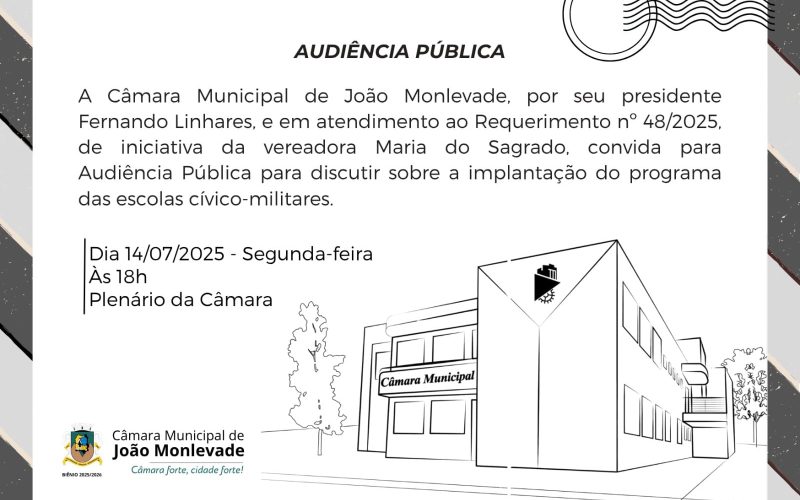 segue convite para Audiência Pública que será realziada no dia 14 de julho, às 18h.