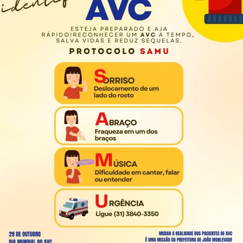 João Monlevade celebra o Dia Mundial do AVC com divulgação de informações sobre o tema.