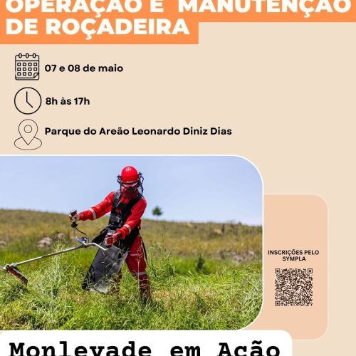 Prefeitura de João Monlevade promove curso gratuito de operação e manutenção de roçadeira no Parque do Areão.
