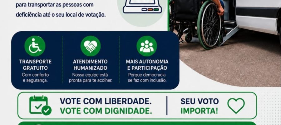 Prefeitura de João Monlevade apoia projeto que garante transporte gratuito para pessoas com deficiência no dia da eleição.