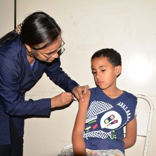 Vacinação contra a gripe influenza.