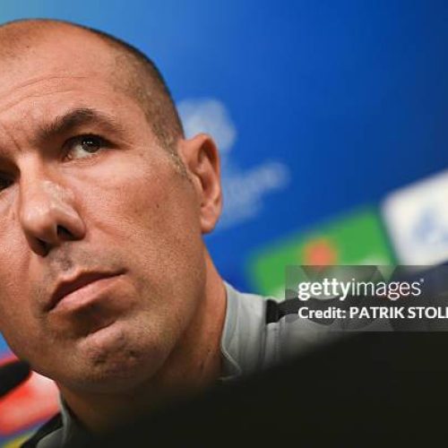 Monaco's Portuguese coach Leonardo Jardim attends a press conference on the eve of the UEFA Champions League group A football match Borussia Dortmund against AS Monaco in Dortmund, western Germany on October 2, 2018. (Photo by Patrik STOLLARZ / AFP via Getty Images)
