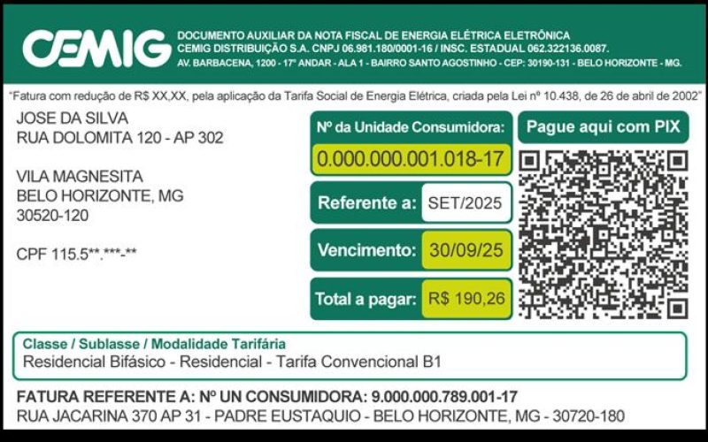 Novo formato da conta de energia da Cemig acende alerta para tentativas de fraude.
