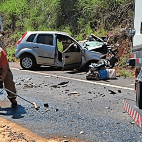 Colisão entre caminhão e automóvel mobiliza resgate na MG-187.